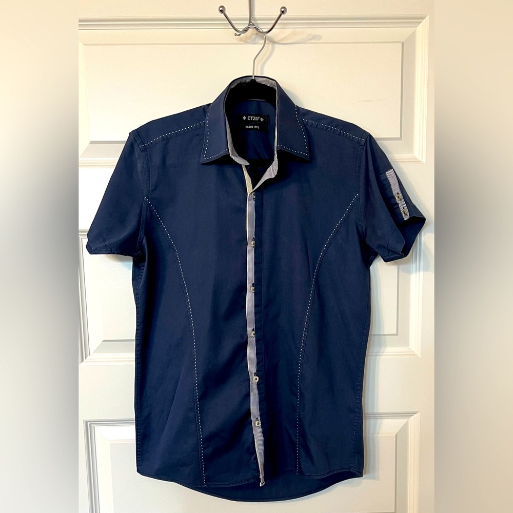 🥇 Etzo Top Stitch Button Down Shirt